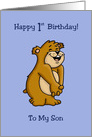 1st Birthday Card for Son with a Cute Bear card