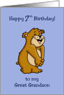 7th Birthday Card for Great Grandson with a Cute Bear card