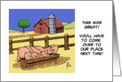 Humorous National Pig Day Card with a Cartoon of Pigs on a Farm card
