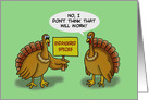 Thanksgiving Card with Turkey holding Endangered Species Sign card