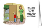 Humorous Mother’s Day Card with Boy With Muddy Socks card