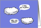 Blank Note Card with a Cartoon of Two Clouds Talking card
