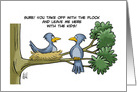 Humorous Blank Note Card with Two Birds on a Branch card