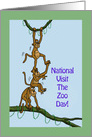 National Visit the Zoo Day Card with Cartoon Showing Monkeys card