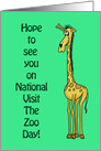 National Visit the Zoo Day Card with Cartoon Giraffe Hope To See You card