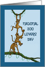 National Zoo Lovers Day Card with Cartoon Showing Monkeys Playing card