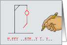 Birthday Card with a Hangman Game in Progress card