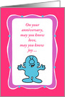 Anniversary Card With a Design and Cartoon Character Know Love card