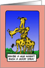 Blank Note Card with Cartoon Giraffes Wrapped Around Their Necks card
