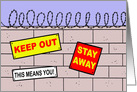 Get Well Card With A Wall, Barbed Wire and Signs card