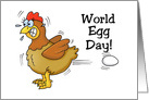Humorous World Egg Day Card With Chicken Shooting Egg Out card