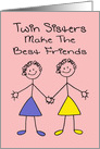 Sister’s Day - Child-Like Drawing Twin Sisters Make The Best Friends card