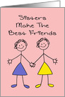 Twins Day Card, Child-Like Drawing Sisters Make The Best Friends card