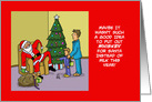 Christmas Card With Cartoon Showing Drunk Santa card