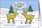 Humorous Christmas Card With Two Reindeer Talking About Drones card