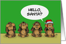 Funny Christmas Card With No Evil Monkeys and One On A Cell Phone card