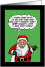 Humorous Christmas Card With A Puzzled Santa With His List card