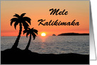 Christmas Card With Hawaiian Words Mele Kalikimaka on a Sunset card
