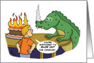 Humorous Boy’s Birthday Card With Dragon Blowing Out Candles card