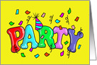 Colorful Party Announcement With Party, Confetti And Streamers card