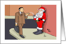 Humorous Blank Note Card With Cartoon Of Santa Out Of Work card