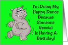Birthday Card With Hippo Doing His Happy Dance card