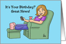 Birthday Card With A Cartoon Woman Sitting In A Chair card