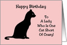 Birthday Card With A Silhouette Of A Cat One Cat Short Of Crazy card