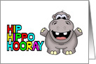 Blank Note Card With Cartoon Hippo Cheering Hip Hippo Hooray! card