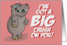 Valentine’s Card With Cartoon Hippo I’ve Got A Big Crush On You card