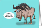 Hi/Hello Card With A Cartoon Gnu (wildebeest) card