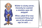 Birthday Card For An Older Man With Cartoon Of Old Man With Cane card
