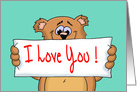 Cute Blank Note Card With A Cartoon Bear Holding A Banner card