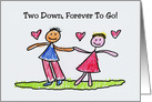 Cute Second Wedding Anniversary Card - Two Down, Forever To Go card