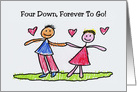 Cute Fourth Wedding Anniversary Card - Four Down, Forever To Go card