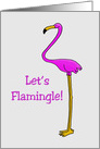 Blank Note Card With A Pink Flamingo Let’s Flamingle card