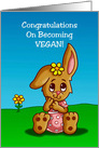 Congratulations On Becoming Vegan Card With Cute Bunny card