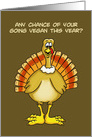 Blank Note Card With Turkey Asking You To Go Vegan This Year card