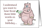 Birthday Card With A Cartoon Hippo With A Margarita Drink card