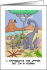 Congratulations On Becoming/Going Vegan Card With Dinosaurs card
