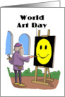 World Art Day Card With DaVinci Painting A Happy Face card