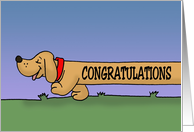 Cute Congratulations On Retirement Card With Long Cartoon Dachshund card