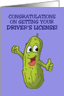 Congratulations On Getting License With Cartoon Pickle Big Dill card
