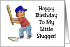 Cute Birthday Card For Grandson With Cartoon Boy With Baseball Bat card