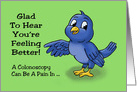 Humorous Colonoscopy Get Well Card With Bluebird Pain In The card