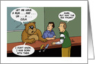 Humorous Blank Note Card With A Bear In A Bar Why The Big Pause? card