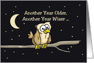 Humorous Birthday Card With Cartoon Owl Another Year Wiser card