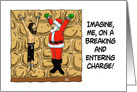Humorous Christmas Card With Santa Chained To a Wall card