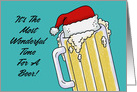Christmas Card With Cartoon Beer Mug Most Wonderful Time For A Beer card