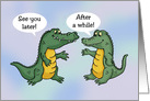 Cute Goodbye Farewell Card Wit Cartoon Crocodile And Alligator card